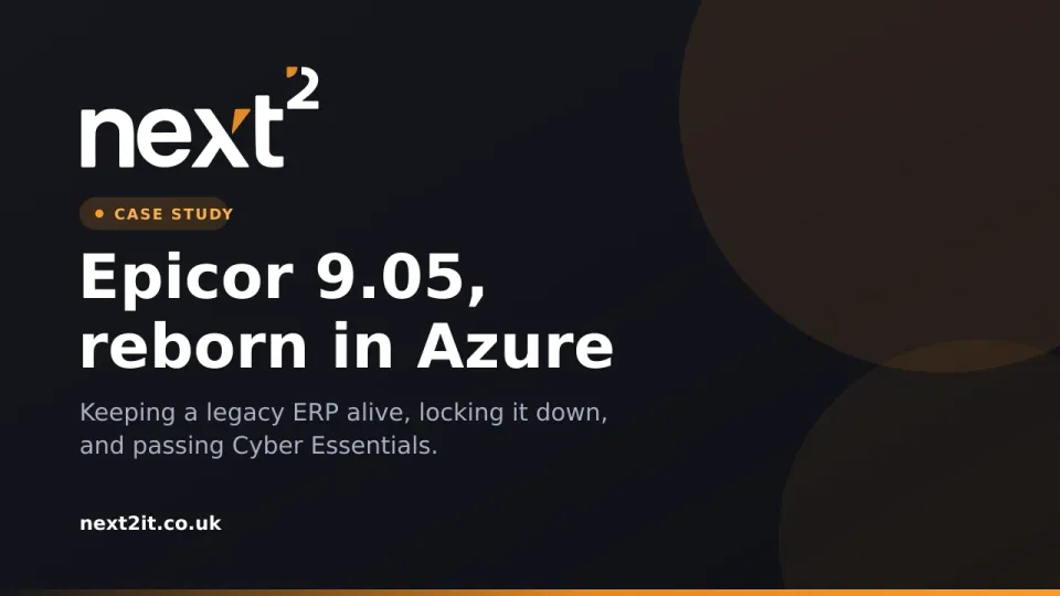 Epicor 9.05 reborn in Azure: a case study in passing Cyber Essentials
